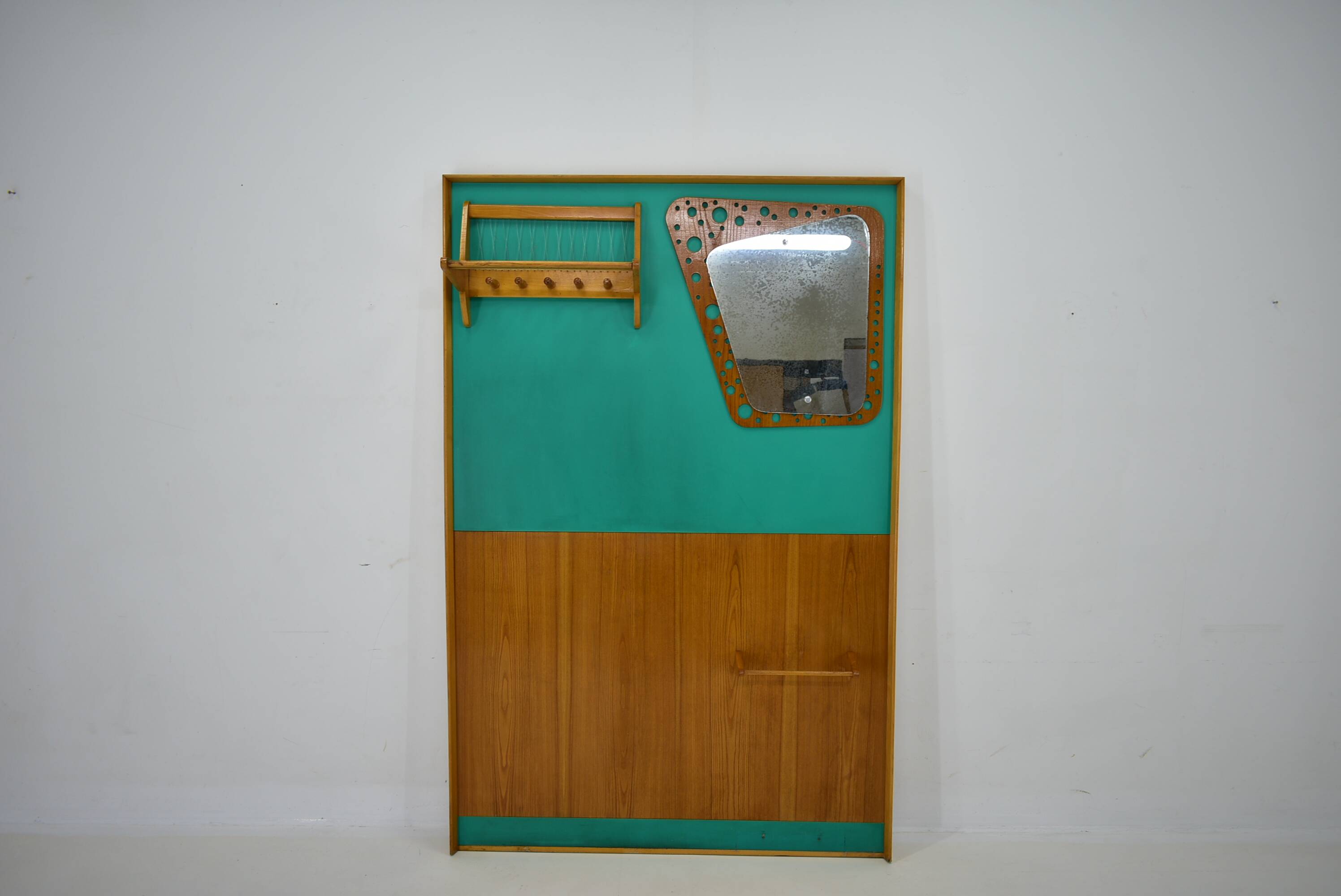 Mid-Century  Wall Mounted Coat Rack Czechoslovakia , 1970's