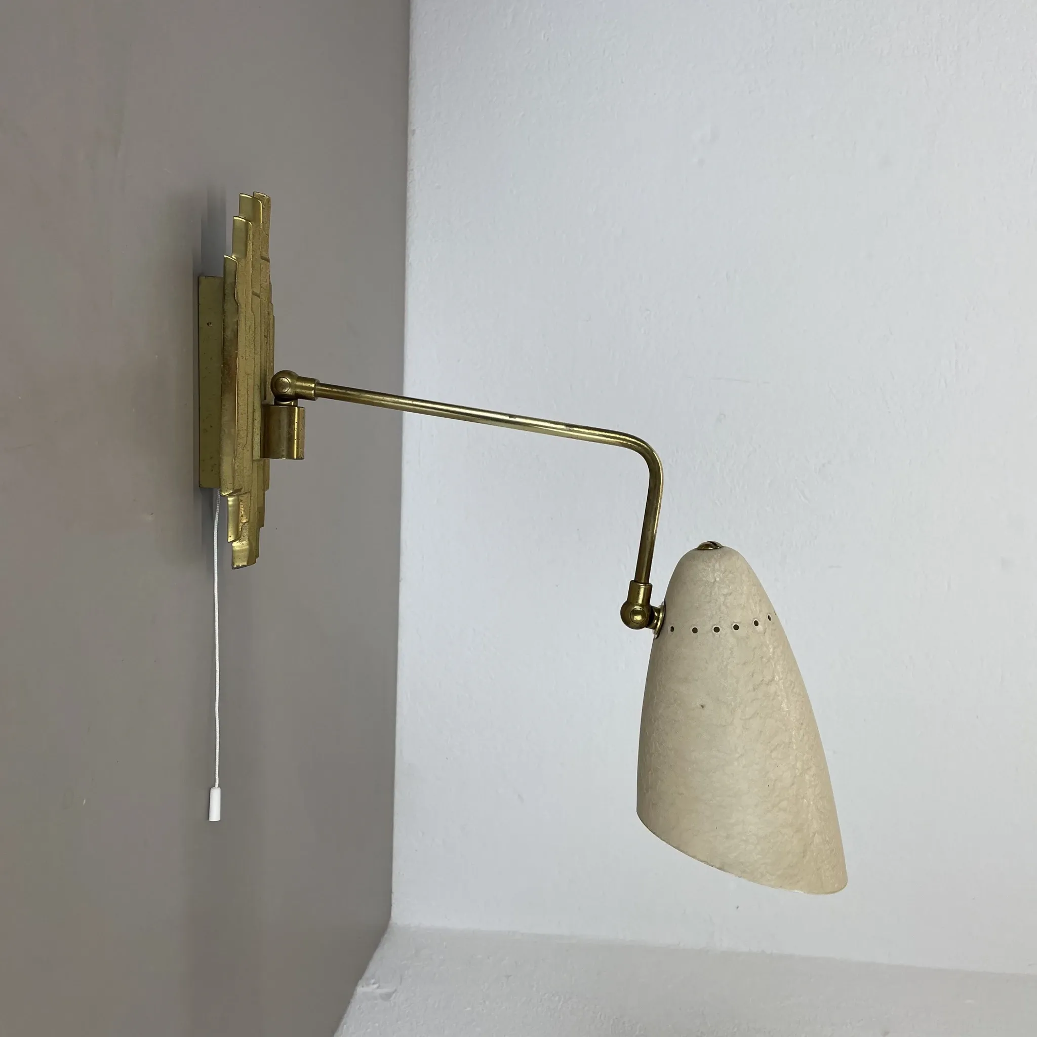 Rare Adjustable Theatre Wall Light in Brass in the Style of Stilnovo, Italy 1950s