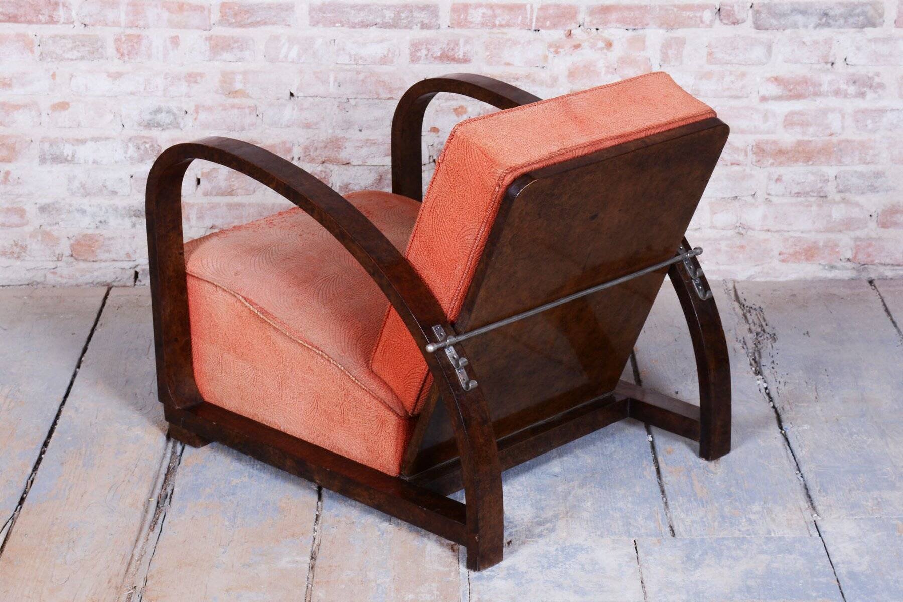 Art Deco Reclining Armchair attributed to J. Halabala for Up Závody, Czech, 1920s