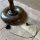 Vintage wooden floor lamp with rotating and leather shade - 1970s