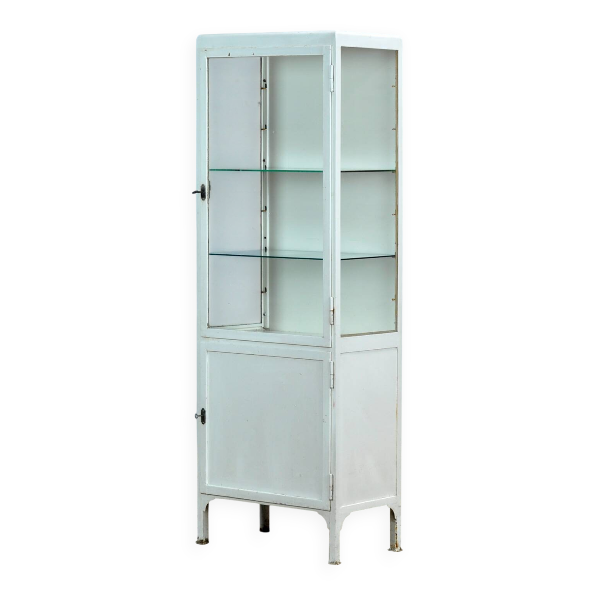 Vintage iron medical cabinet, 1950s