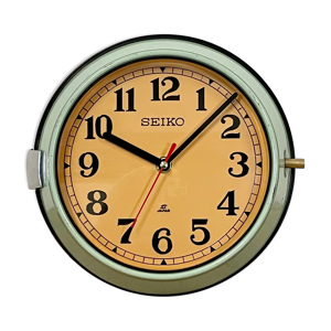 Horloge murale vintage green Seiko Navy, années 1970