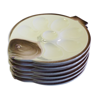 Longwy earthenware oyster plates Copenhagen model