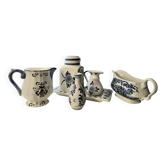 Lot of old Delft Gien Myott blue tone faience.