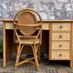 Vintage rattan and woven wicker desk 1970