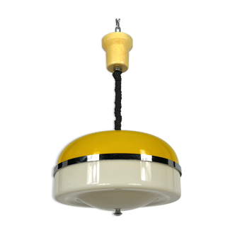 Vintage Italian yellow and white perspex hanging lamp from 60s