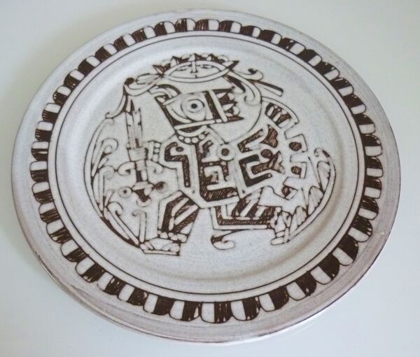 Assiette céramique d'art émaillée, signé La Tournerie, années 60/70