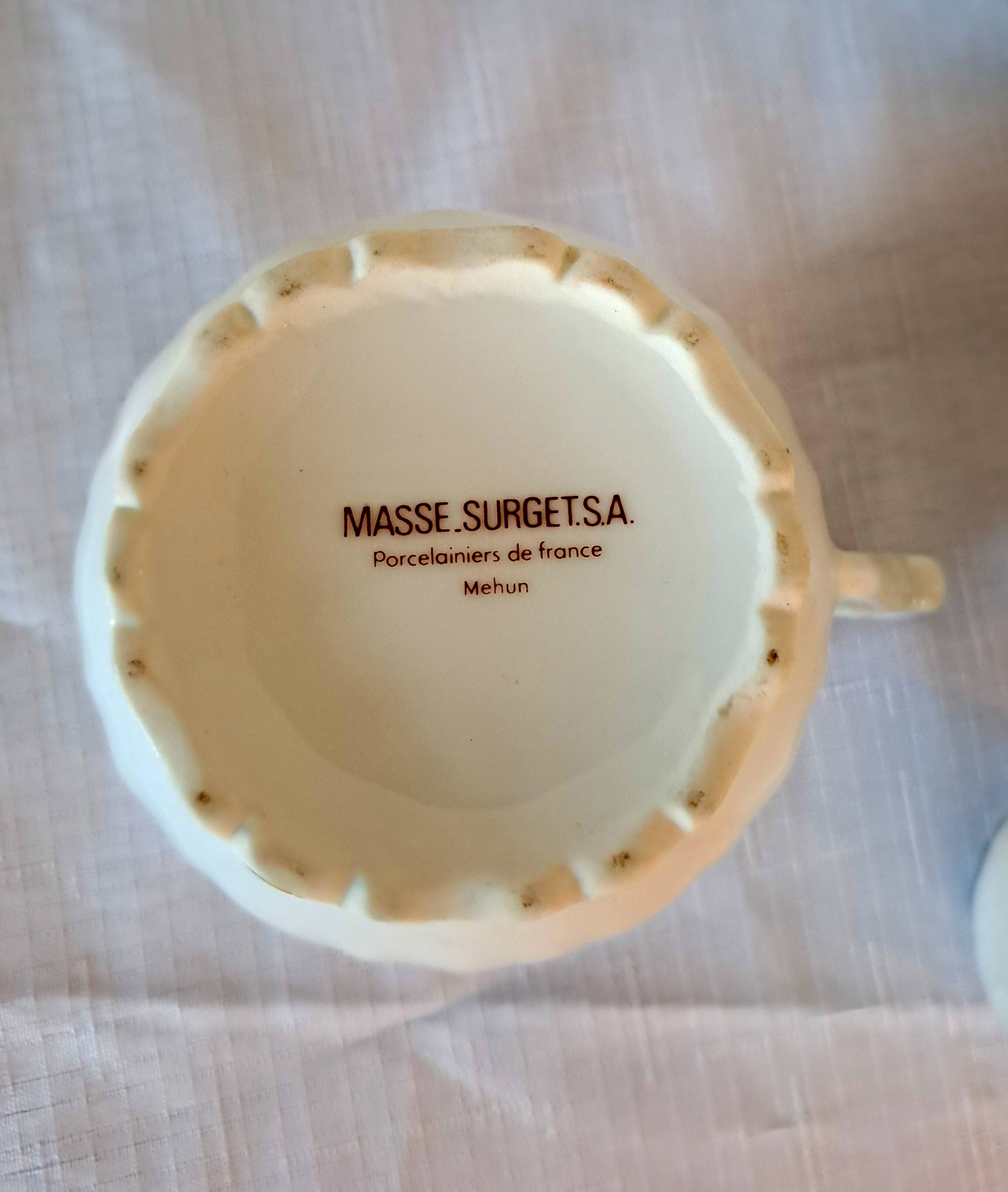 Vintage coffee set – Masse Surget Mehun – white and gold porcelain