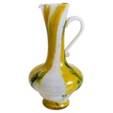 Cristallerie de Clichy White Opaline Pitcher Vase, Handmade in France