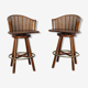 Pair of bamboo bar stools full canned colonial style 1960