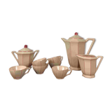 Digoin-Sarrguemines Art Deco pink and red coffee/tea set