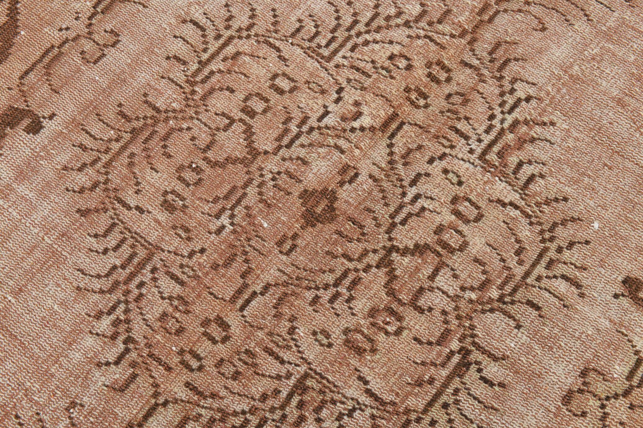 5x9 hand knotted brown vintage tapis rug, 276x160cm