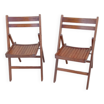 2 chaises pliante en bois vintage année 50 romania