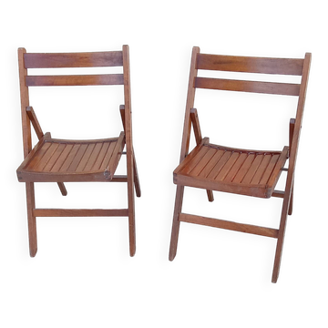 2 chaises pliante en bois vintage année 50 romania