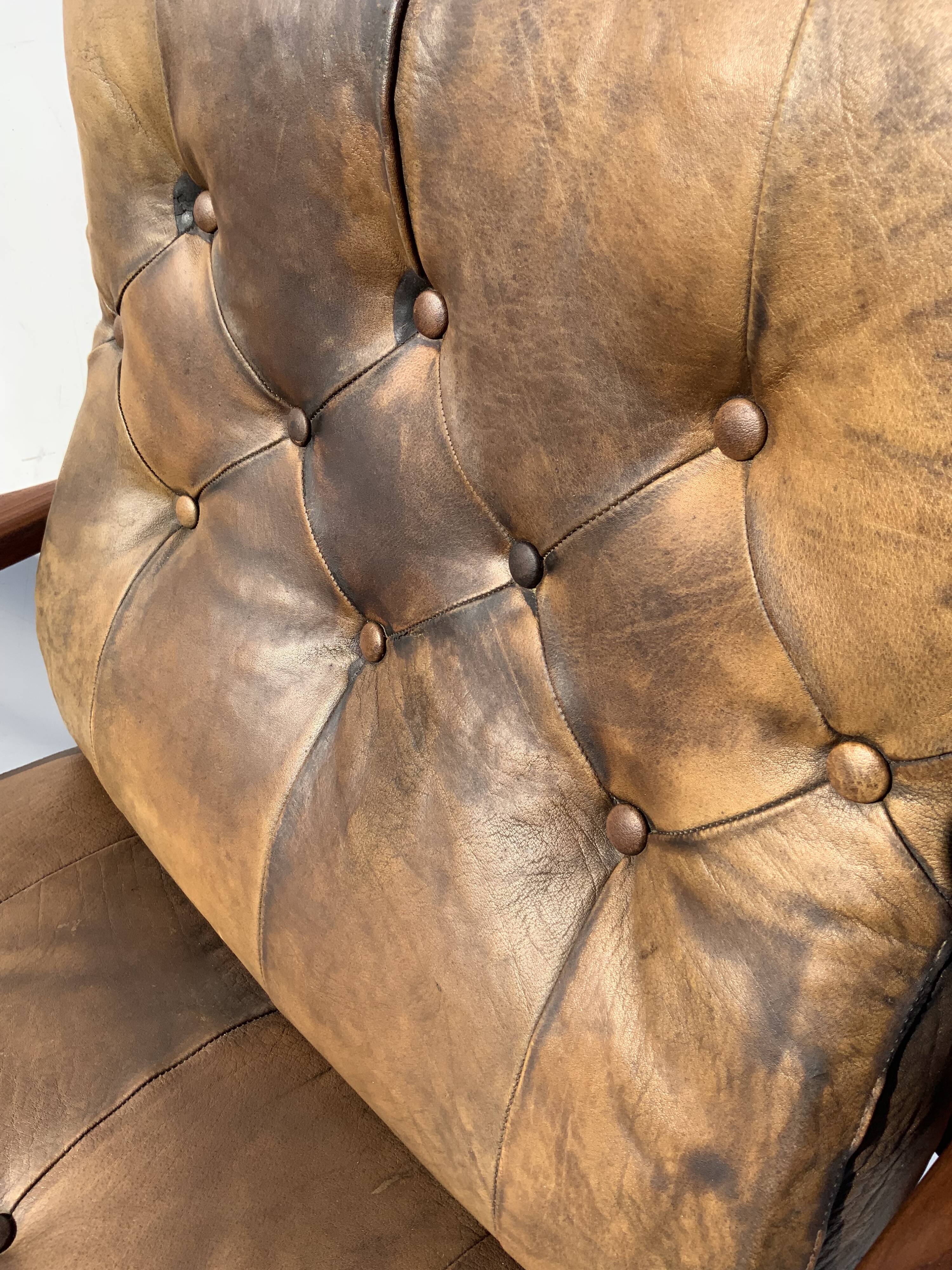 Vintage Leather Armchair “Läckö high” INGEMAR THILLMARK, OPE Möbler, 1965s