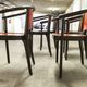 Table and 6 armchairs Baumann Diese, design Pagnon Pelhaître, Wenge color and red,