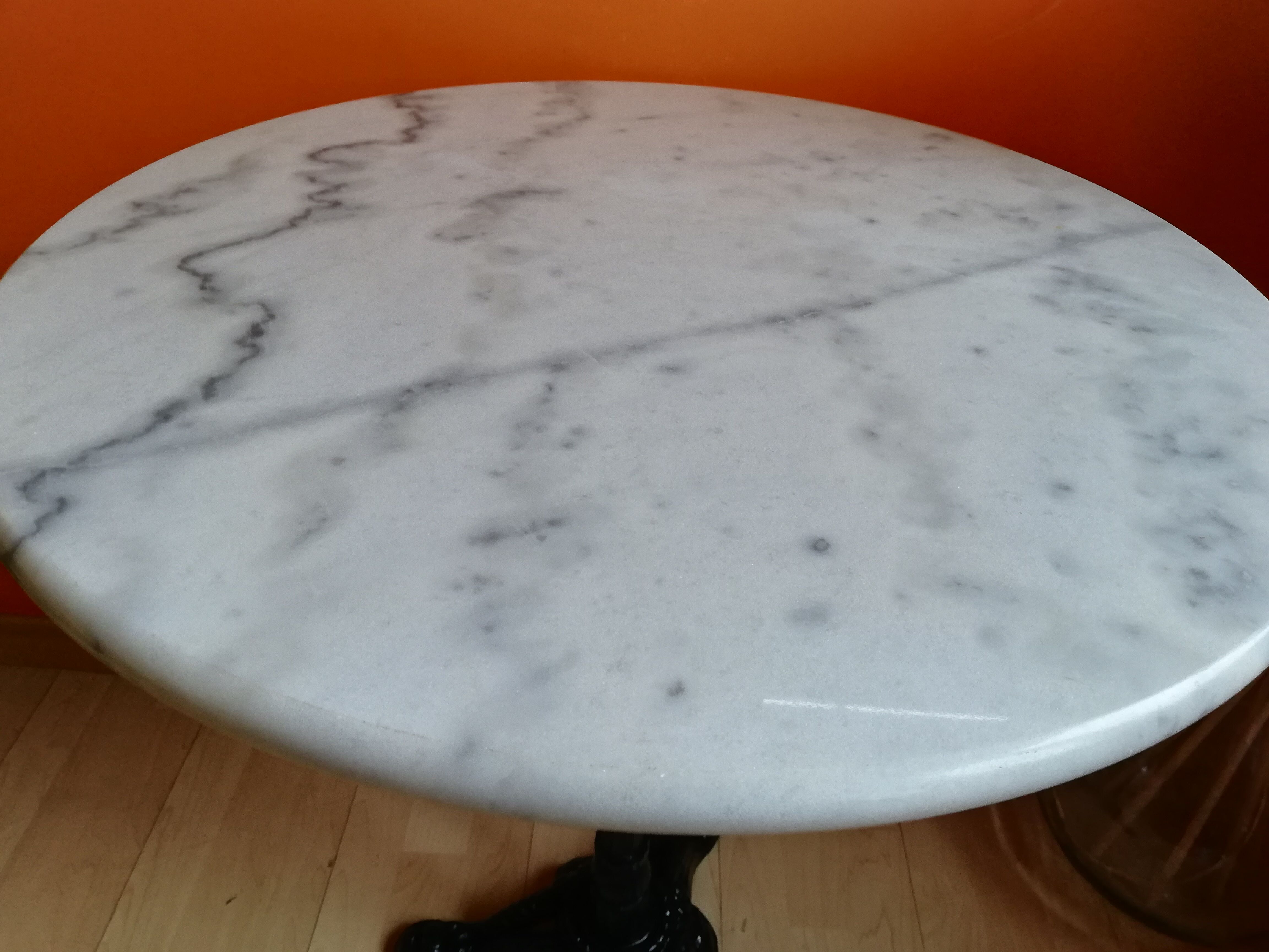 Marble and cast iron bistro table
