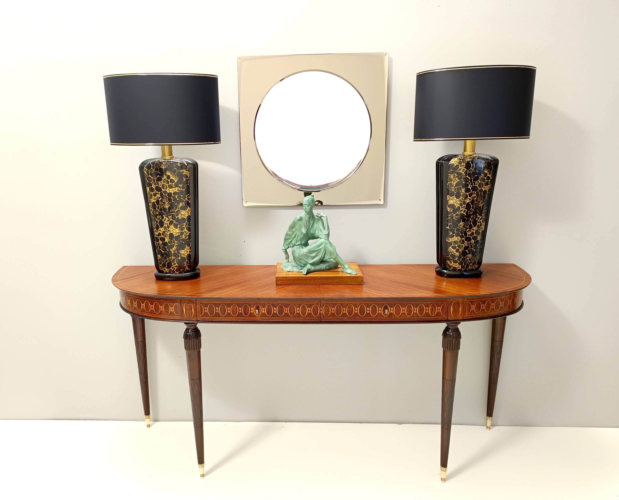 Postmodern Square Beige Wall Mirror with a Beveled Glass, Italy