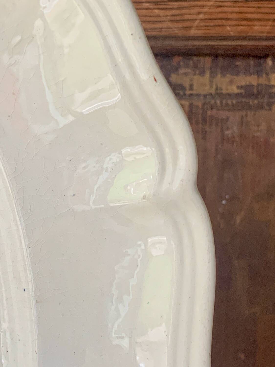 Large antique ivory serving dish from Sarreguemines