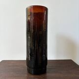 Vintage 1970s garnet brown glass roller vase