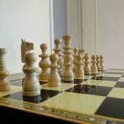 Vintage syrian chess board box wooden mosaic inlaid marquetry