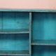 Old Burmese teak workshop shelf original blue patina