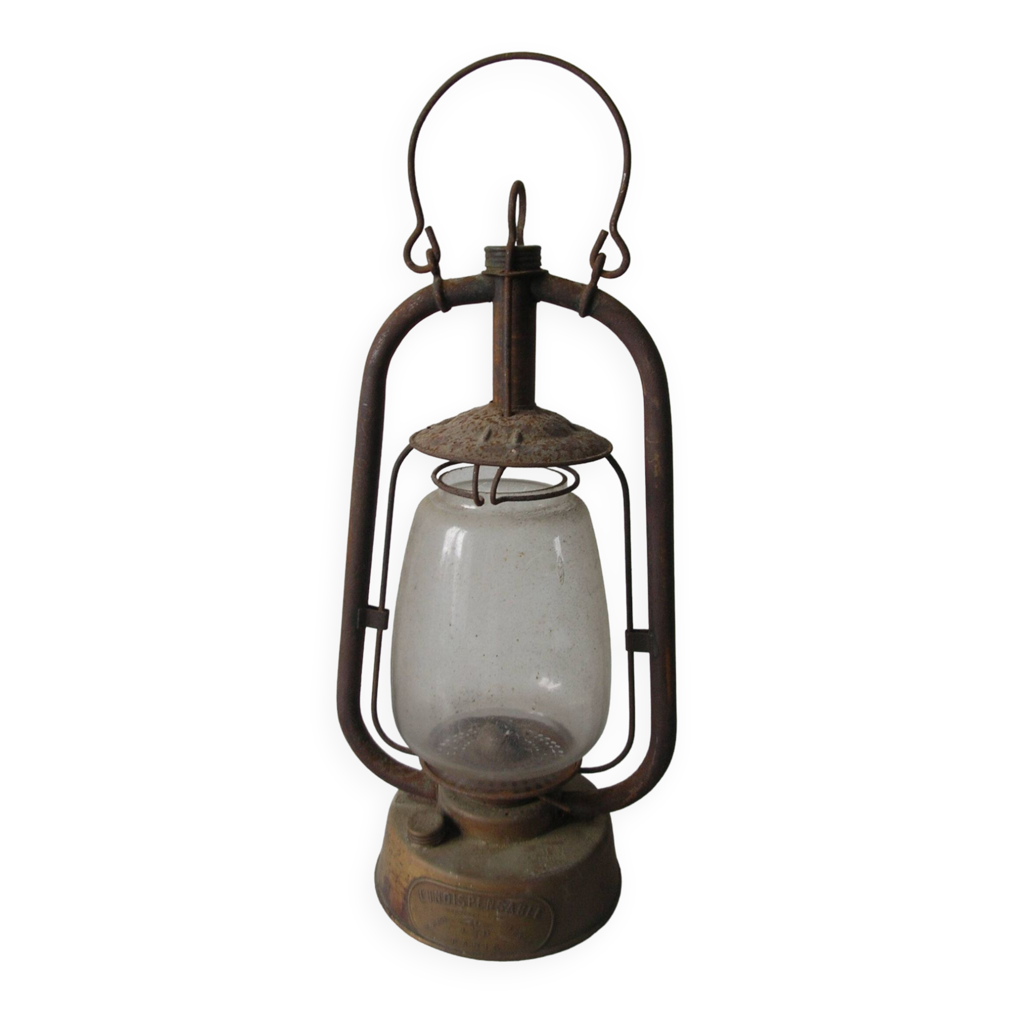 Old storm lamp lantern l'Indispensable Paris brass glass workshop decoration