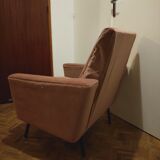 Vintage velvet chair old pink