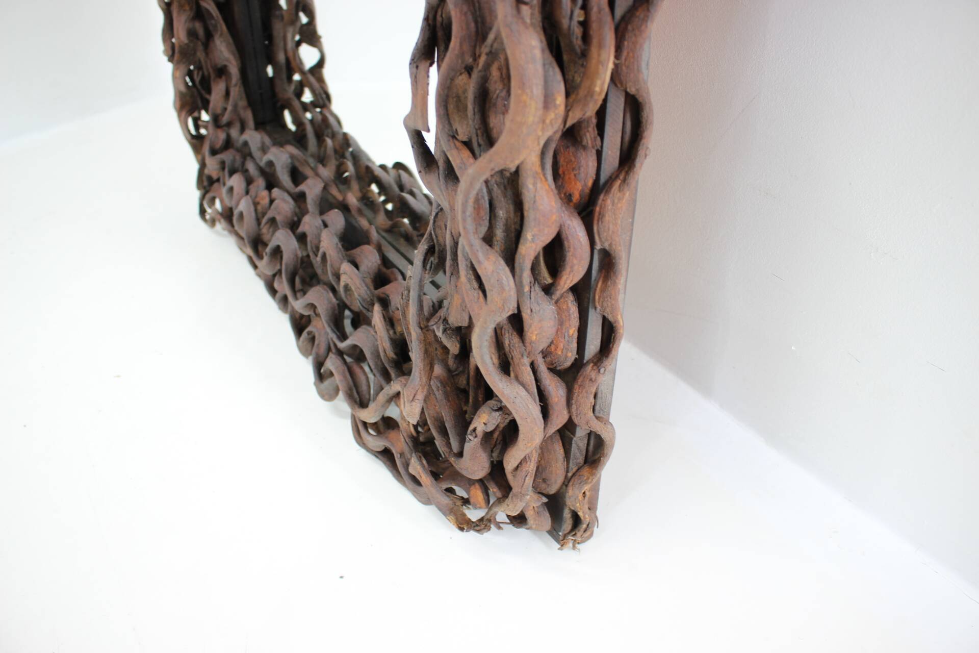 Large Mid-Century Tropical Wood Wall or Floor Mirror