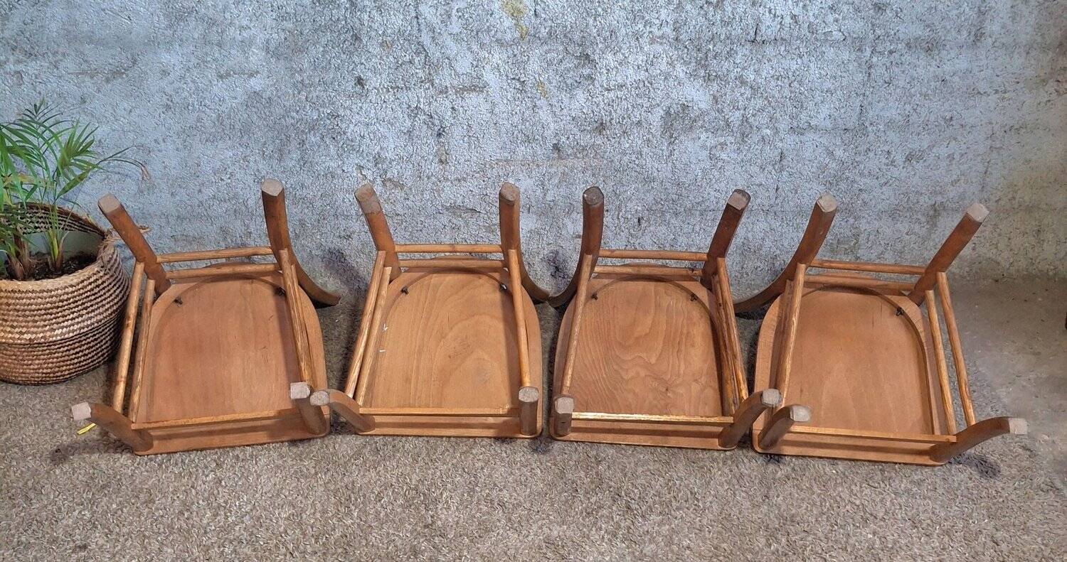 8 Bistro Chairs including 2 Authentic 1950s Solid Beech Luterma Chairs