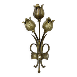 Sculptural 44cm brass  "flower" theatre wall light, italy, 1970s