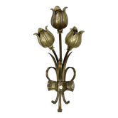 Applique murale sculpturale de théâtre "FLOWER" en laiton de 44 cm de style Stilnovo, Italie, années 1970