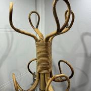 Vintage Italian Bamboo Rattan Coat Stand 1970s