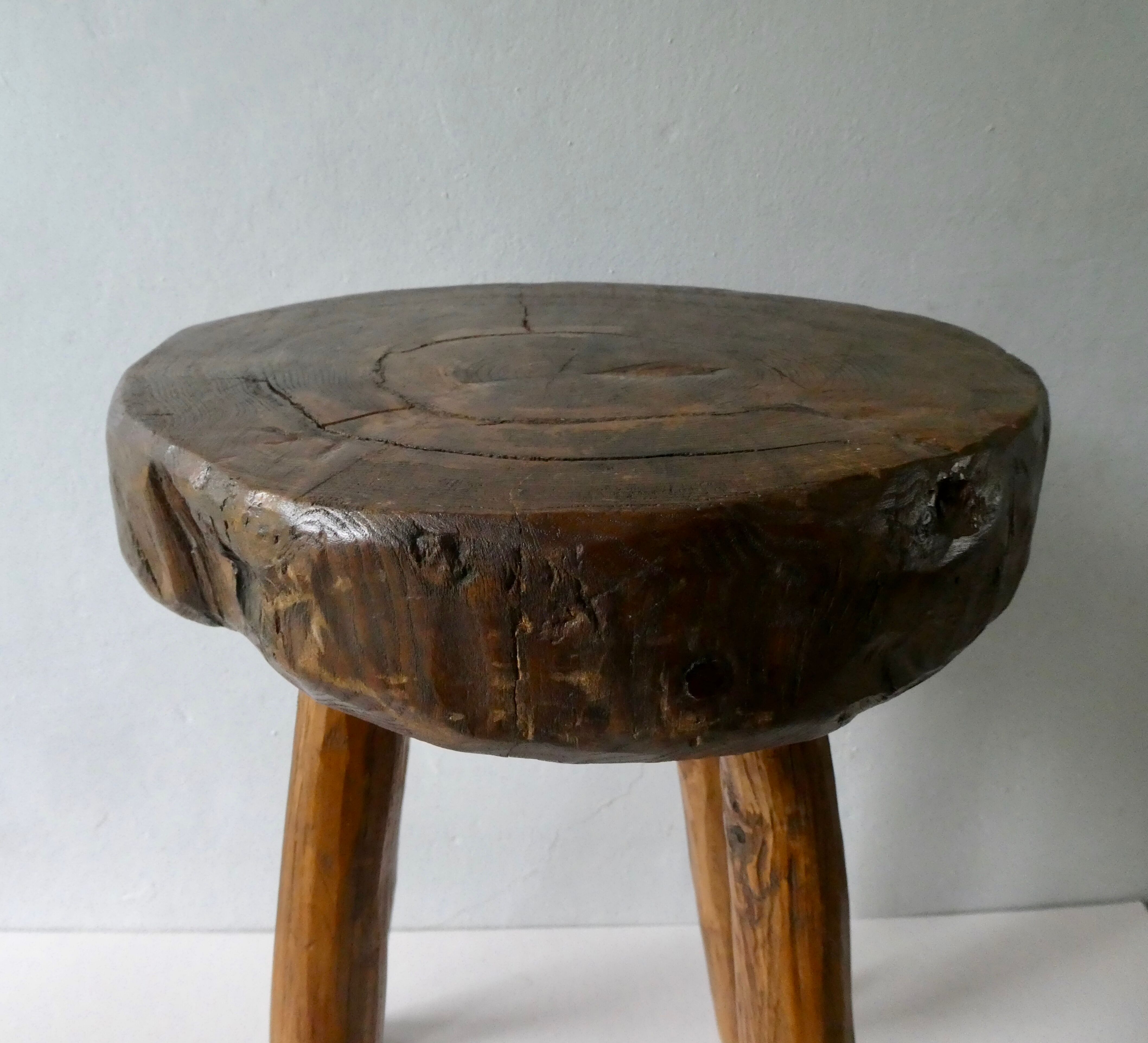 Stool in raw wood