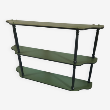 Old patinated green trellis shelf