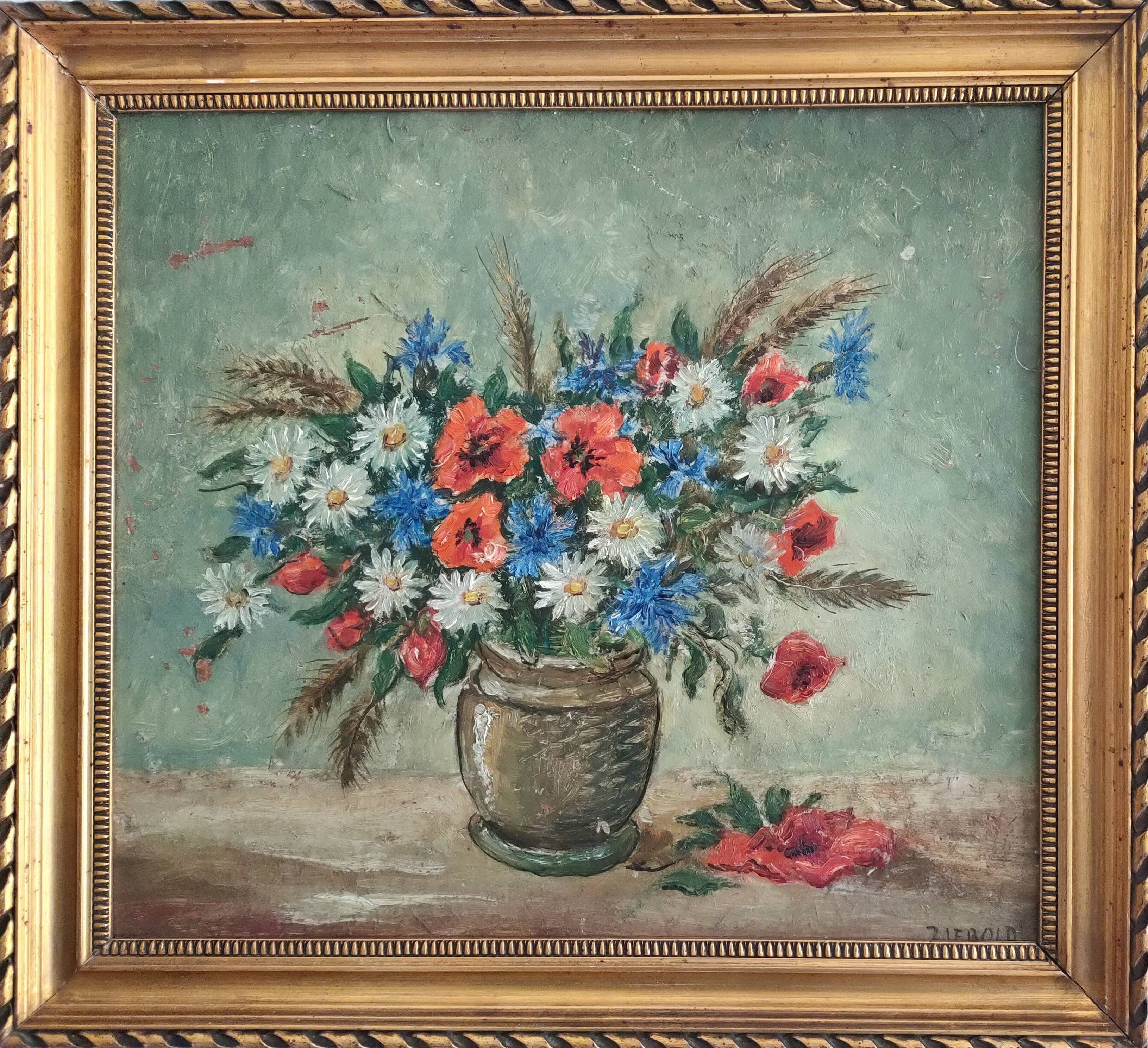 Painting ZIEBOLD Christian, 1910-1990, ref LOTZ HST Tricolor flower bouquet