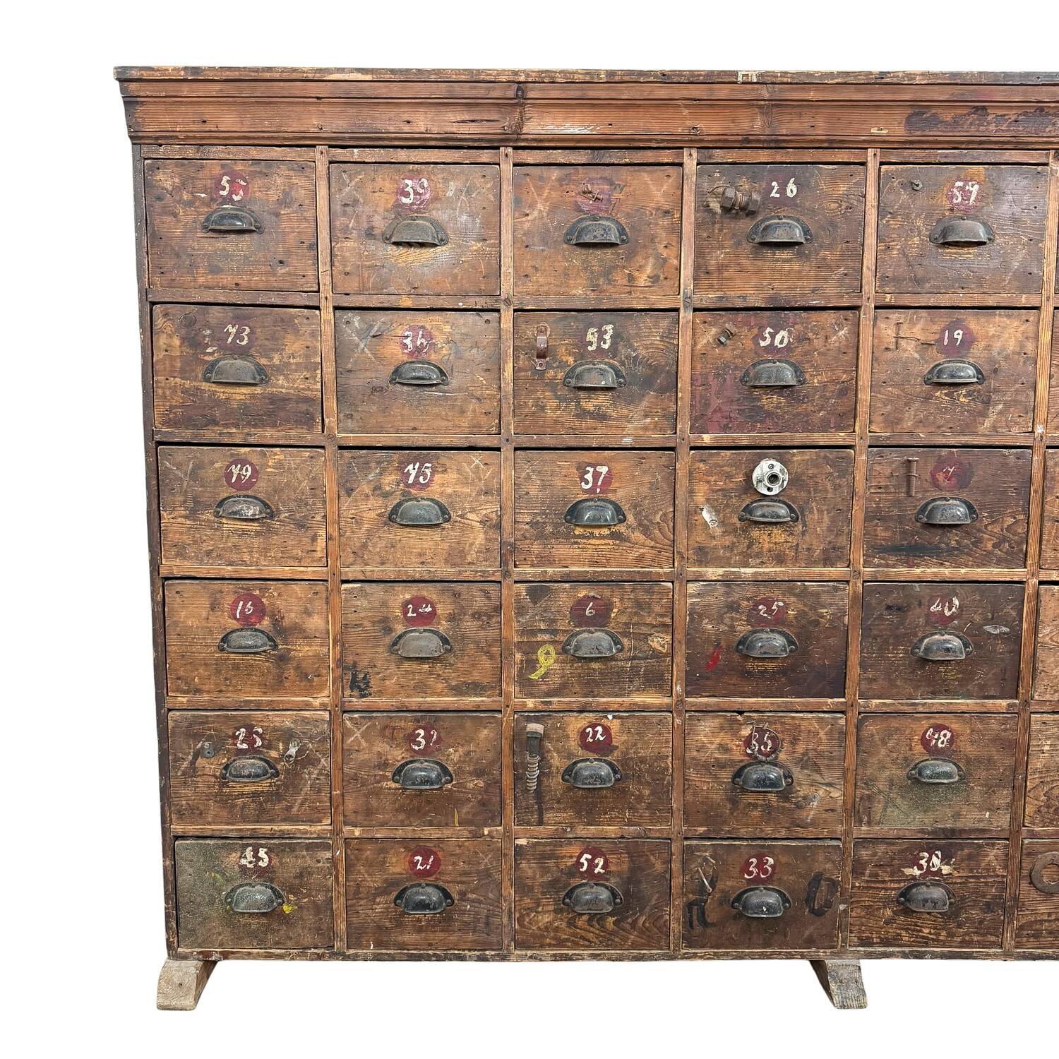 Large Antique Bank of Drawers – 48 Drawer Industrial Cabinet