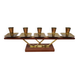 Vintage candle holder Echt Teakholz / teak and brass, 1960s.