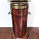 Vintage Florentine umbrella stand made of reclaimed wood and brass.