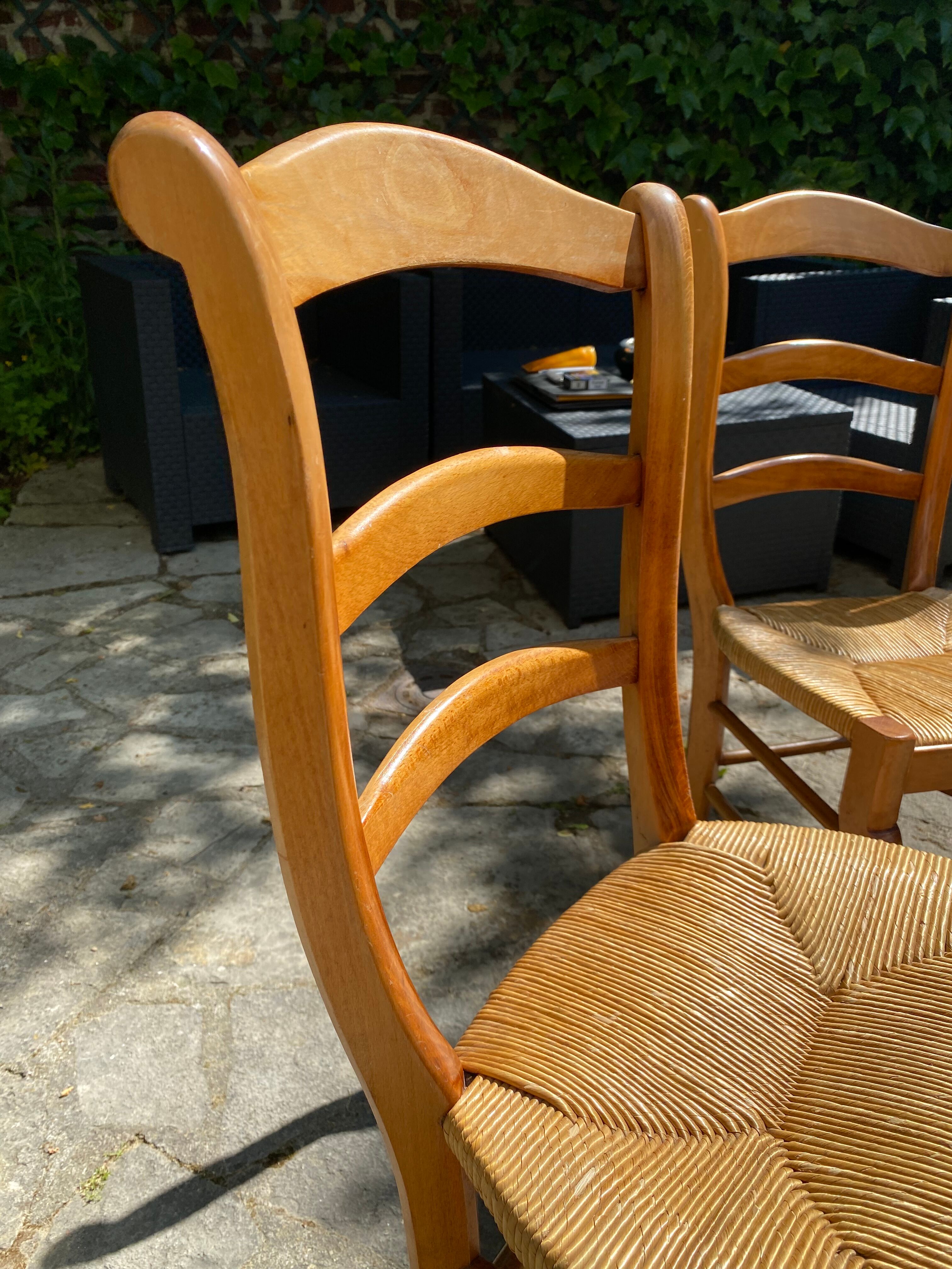 Set de 6 chaises en paille
