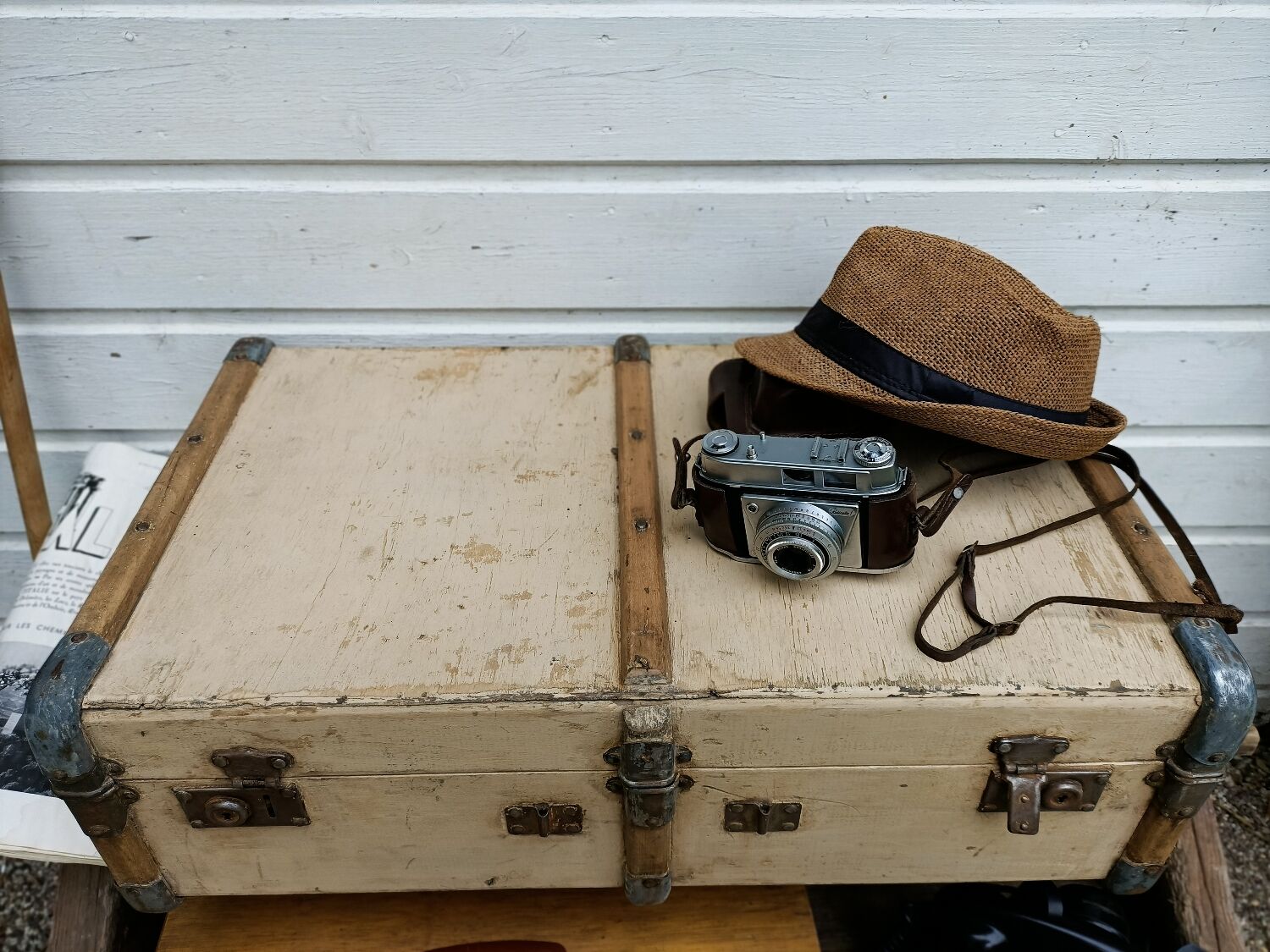 Old wooden suitcase