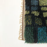 Original Abstract Scandinavian High Pile Abstract Rya Rug Carpet, Sweden, 1960s 115x195cm