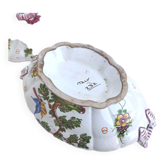 Italian porcelain tureen decorated with birds and flowers
