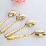 Service of 9 small golden spoons, vintage