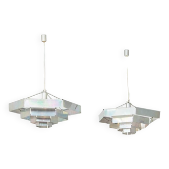 Pair of Esagonale Pendants by Bruno Munari for Danese Italy 1959