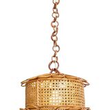 Handcrafted Bamboo and Rattan Pendant Lamp, Spanish Modernist, 1960s