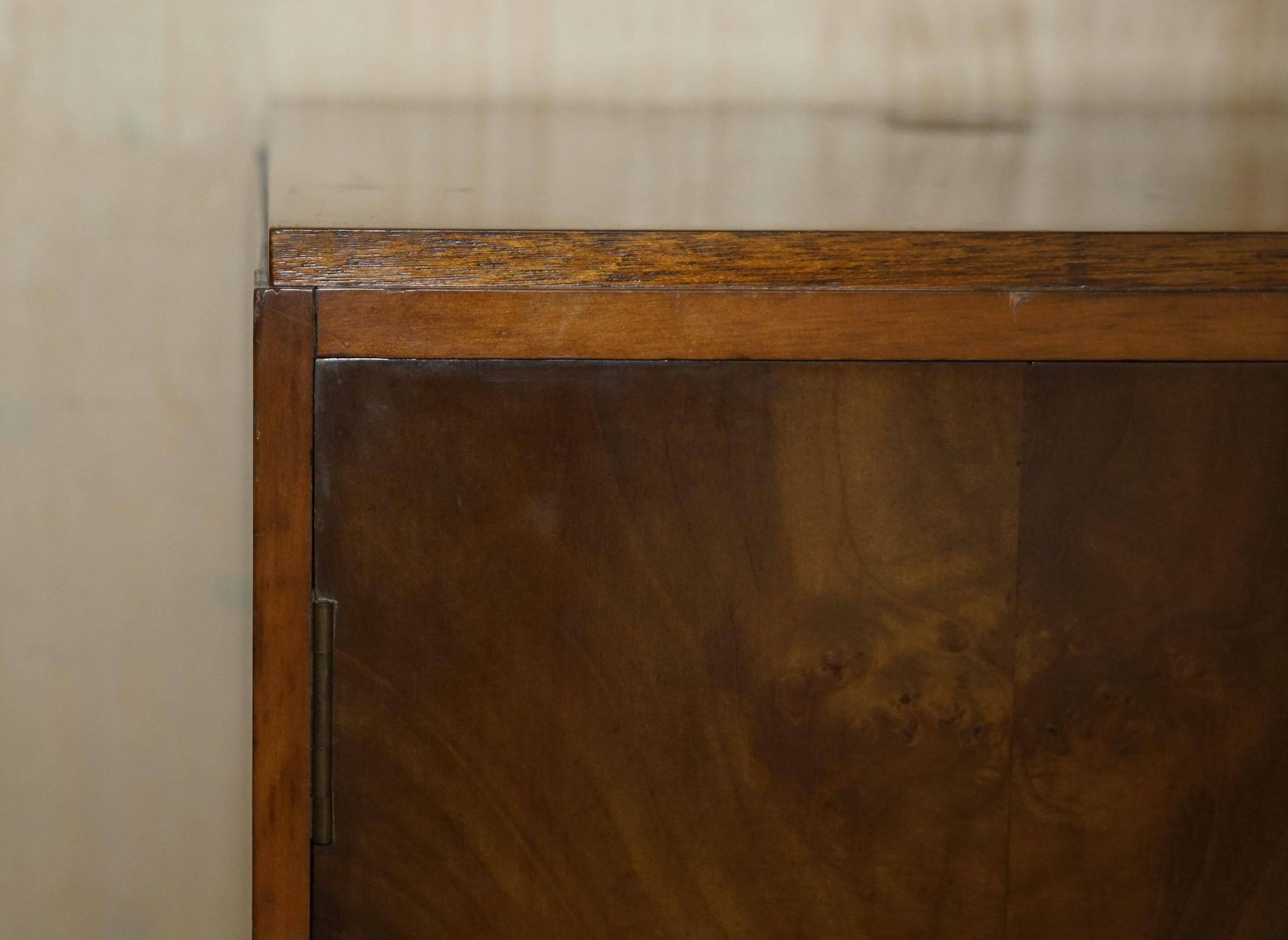 Art Deco governess wardrobe in burr walnut by Waring & Gillow