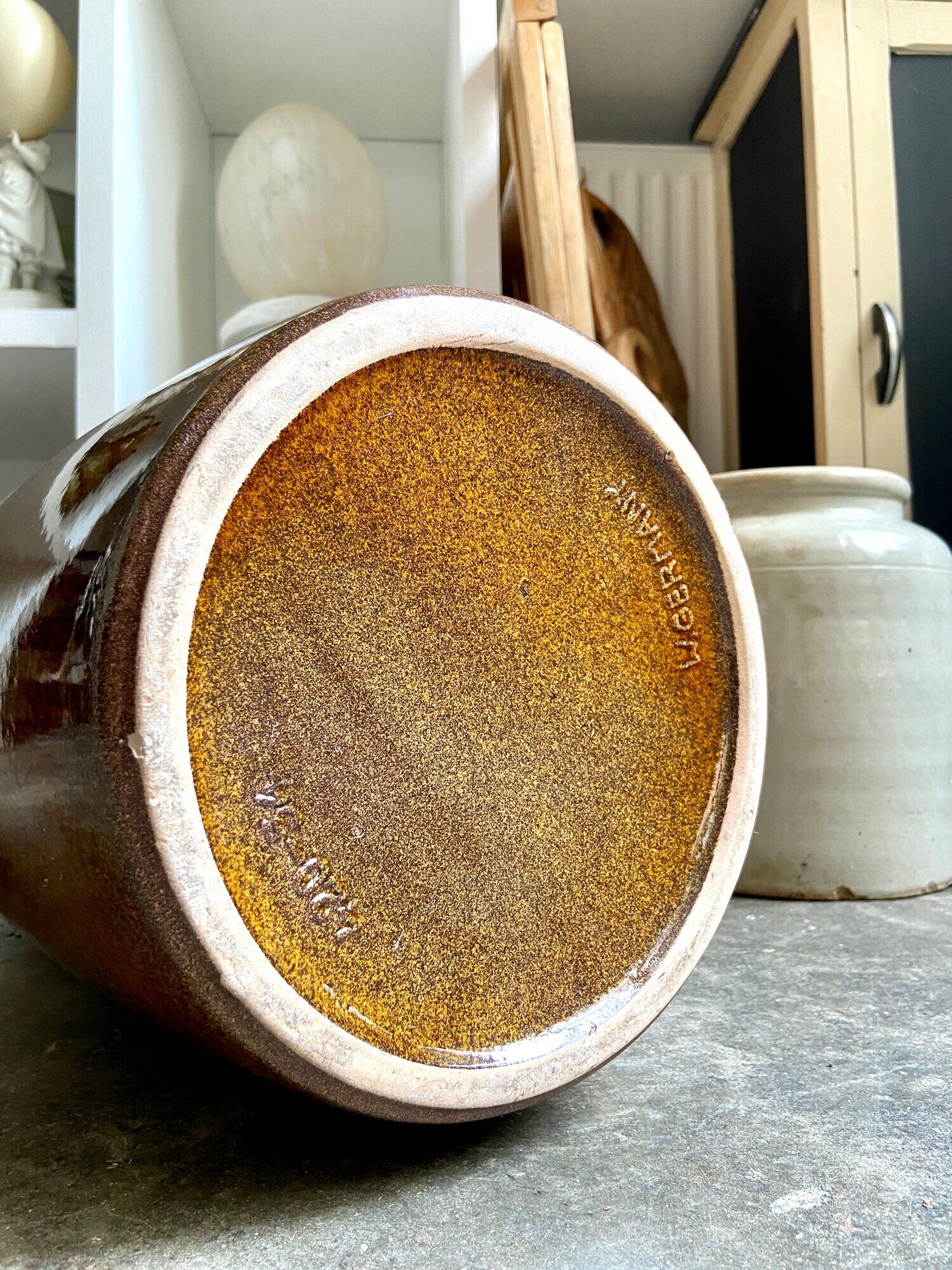 W. Germany vase in brown and beige glazed ceramic