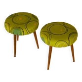 Pair of teak stools with newer upholstered seats  - Denmark 1960s.
