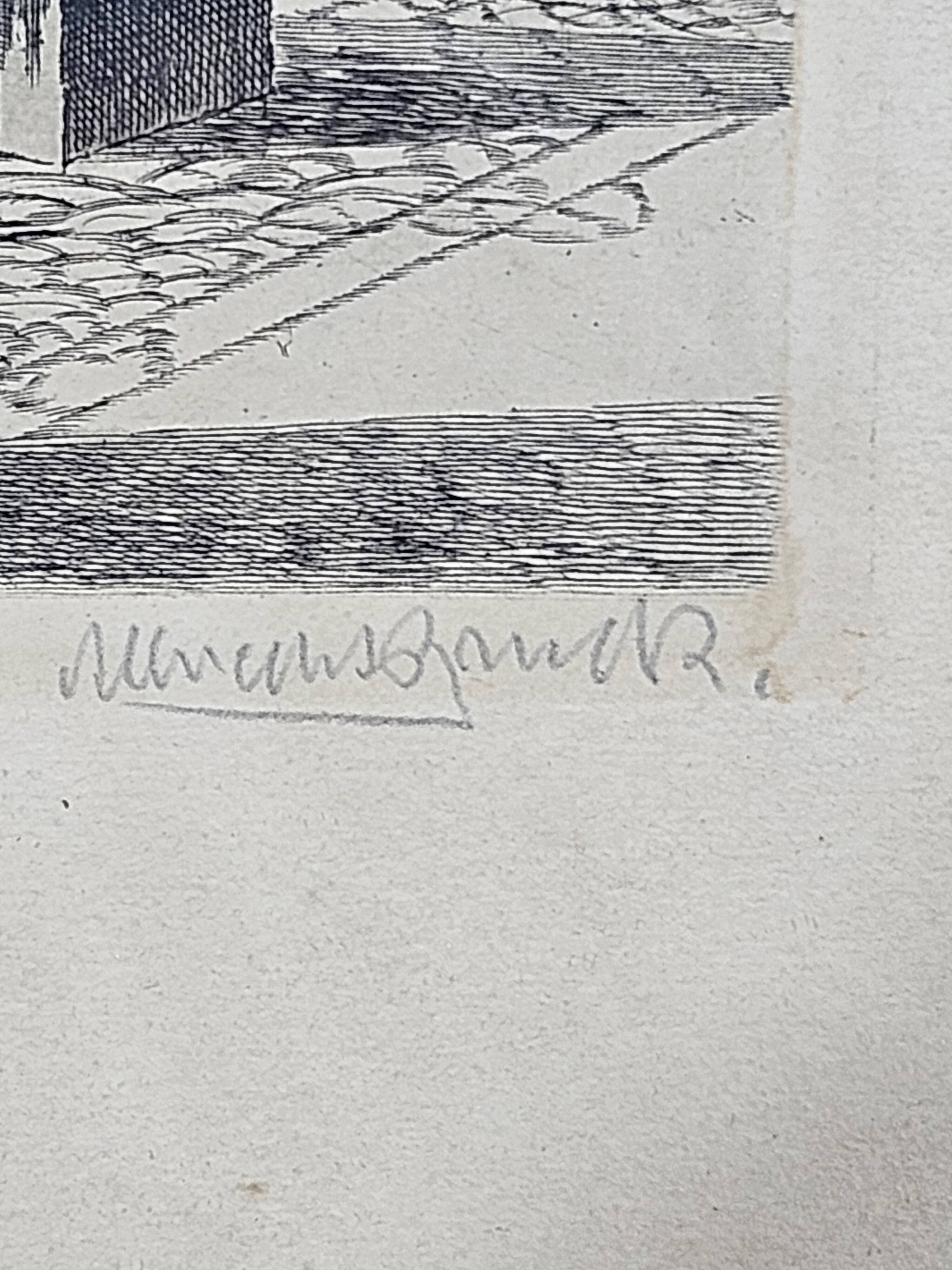 Etching "Town Hall in Hamburg" by Albrecht Bruck